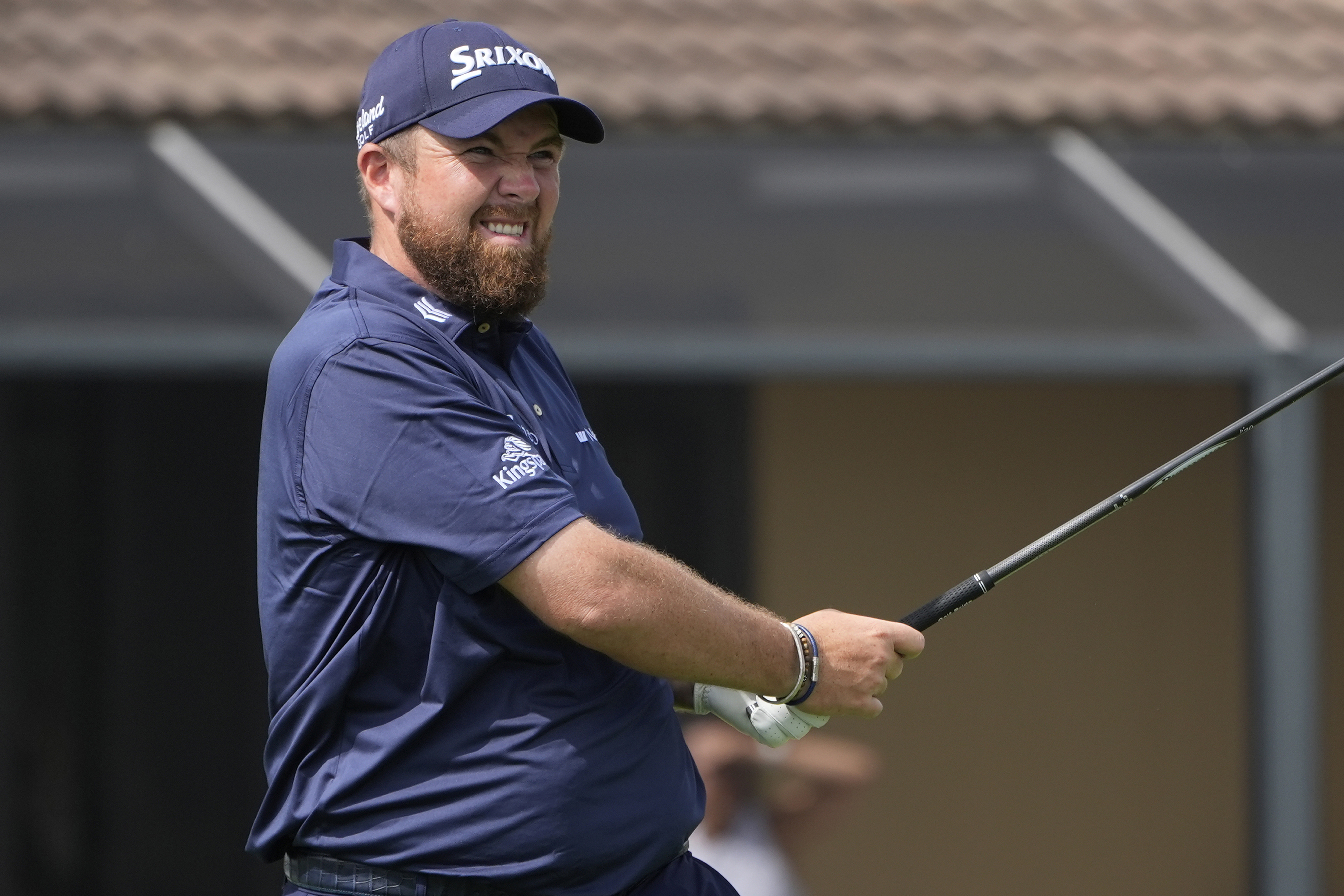 Shane Lowry of Ireland reacts to his shot from the sixth tee during the first round of the Cognizant Classic golf tournament, Thursday, Feb. 29, 2024, in Palm Beach Gardens, Fla. (AP Photo/Marta Lavandier)